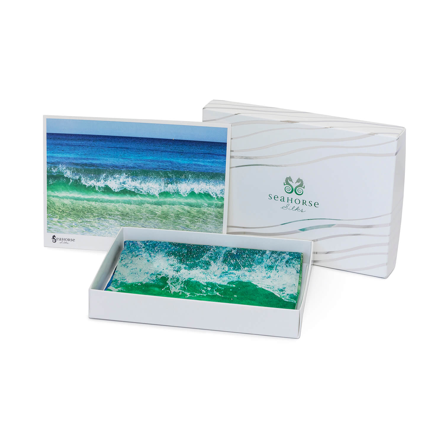 crystal wave scoop silk scarf in gift box by seahorse silks