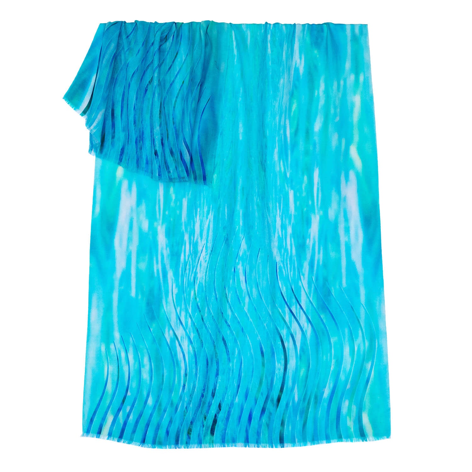 aqua blue merino wool & cashmere scarf florida by seahorse silks