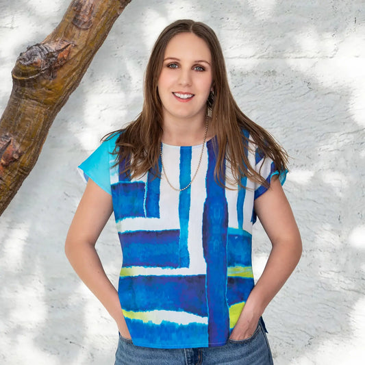silk cotton summer top worn with jeans by seahorse silks