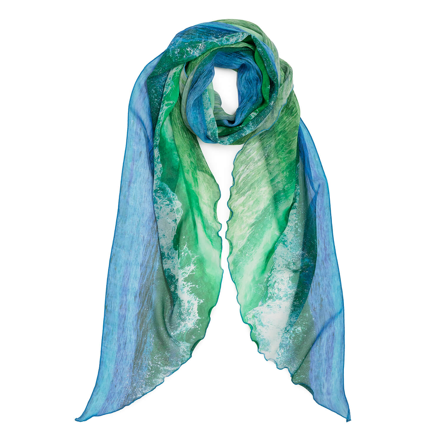 scoop design of crystal wave silk scarf by seahorse silks australia