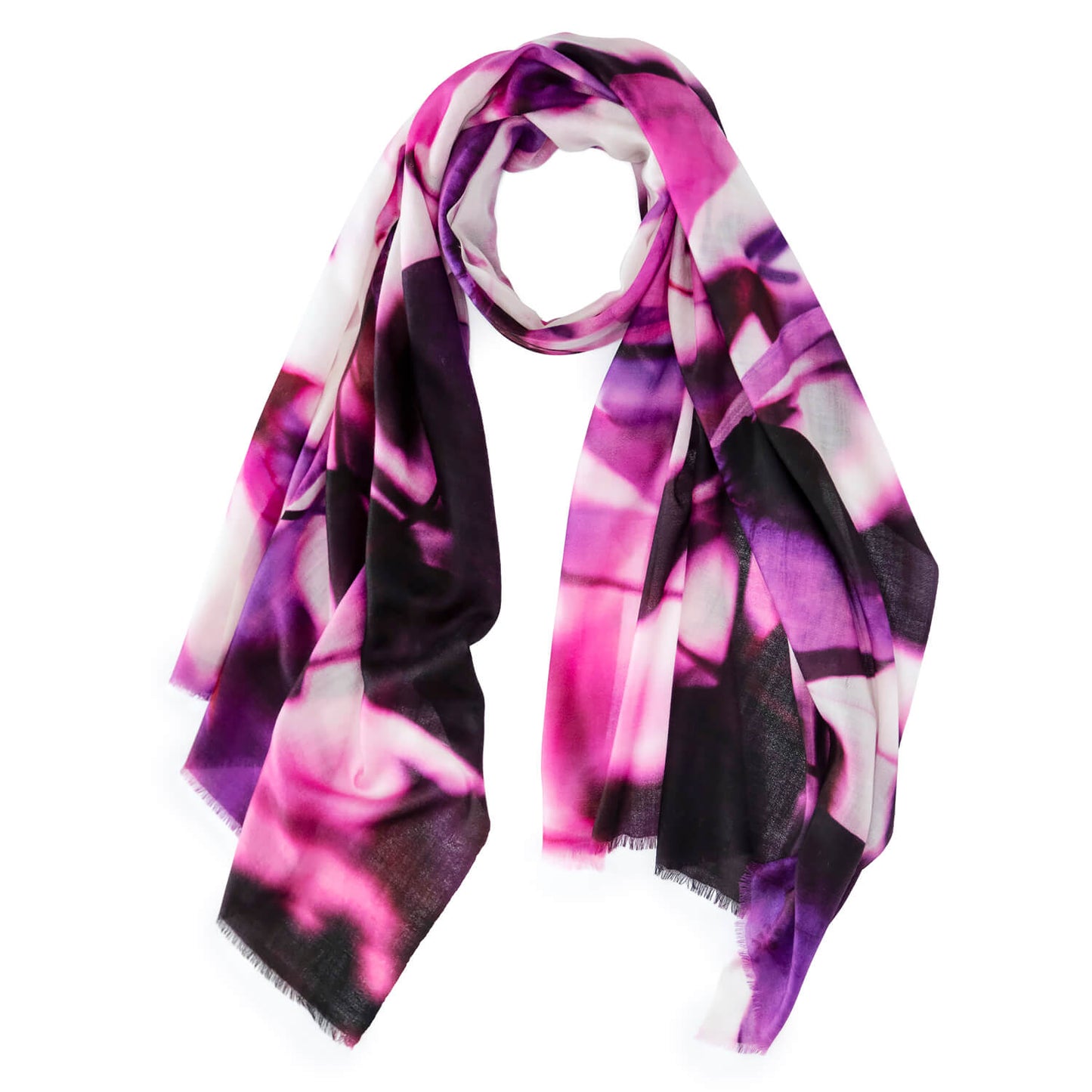 leaves of deep purple cashmere wool scarf by seahorse silks