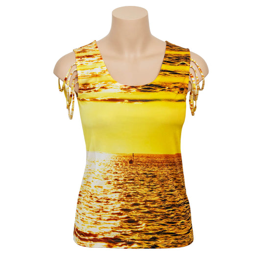 midas touch gold sunset singlet with arm straps