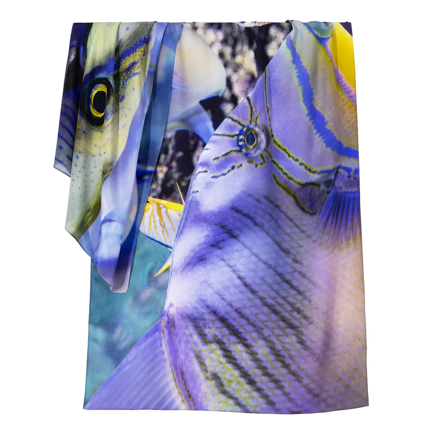 LH side of singapore aquarium silk scarf by seahorse silks australia