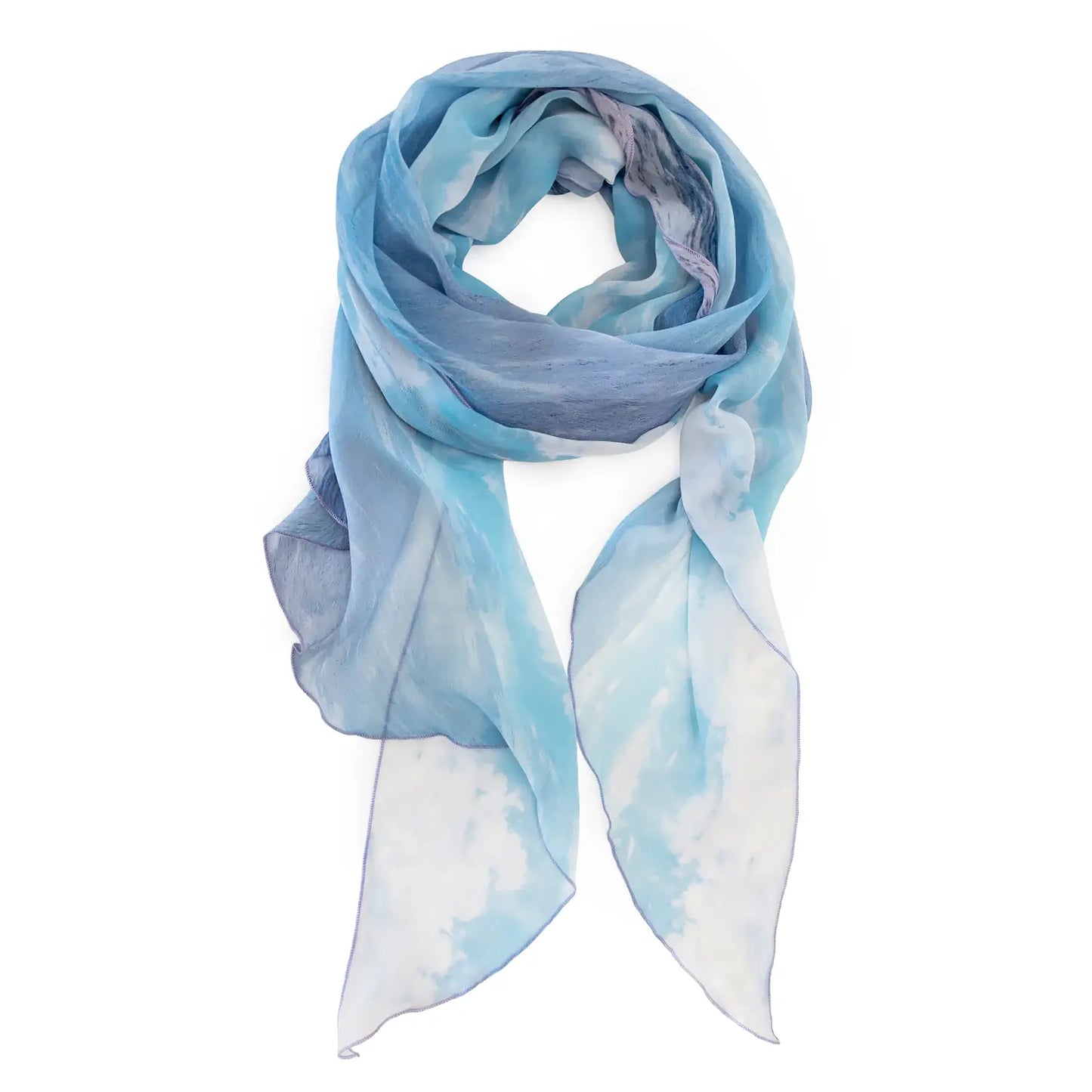 azure soft blue scoop design silk scarf by seahorse silks