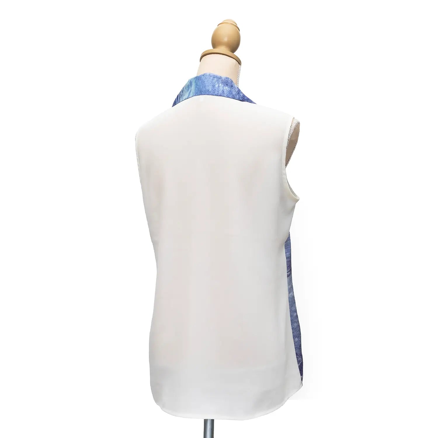 back view azure sleeveless silk shirt by seahorse silks australia