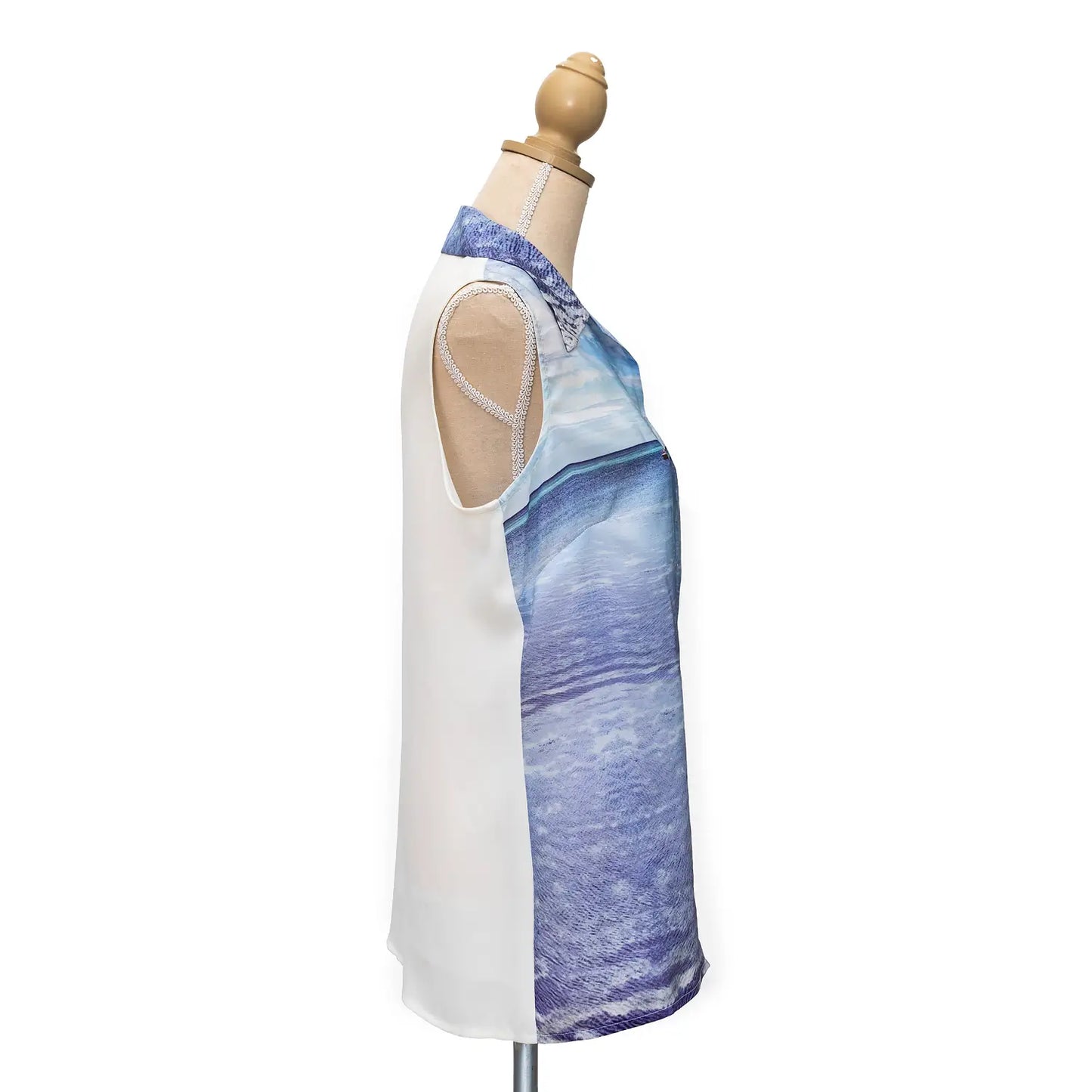 RHS view azure sleeveless silk by seahorse silks australia