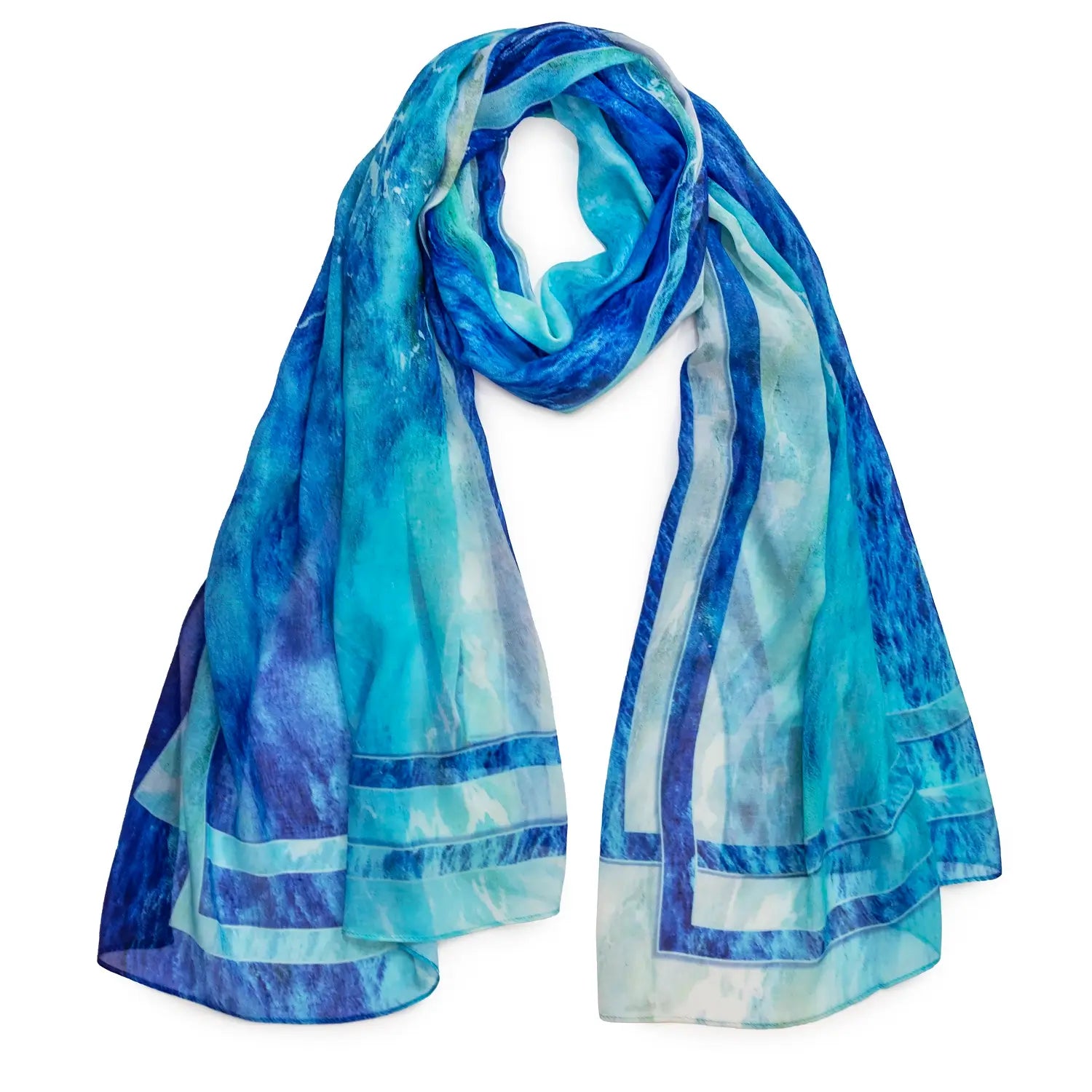 barchetta wearable art blue scarf by seahorse silks