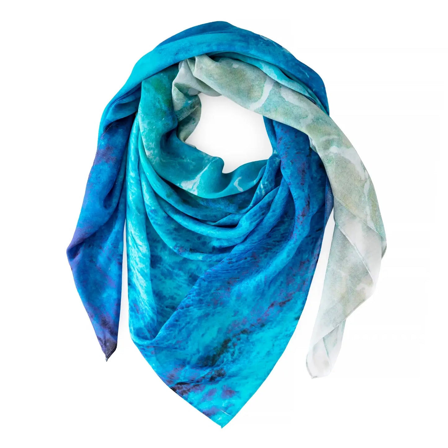 barchetta ocean print wearable art square silk scarf by seahorse silks