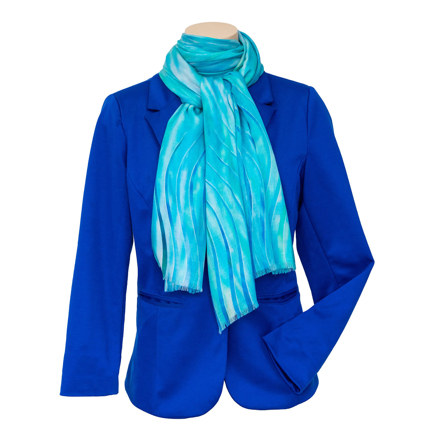florida cashmere wool scarf with royal blue jacket