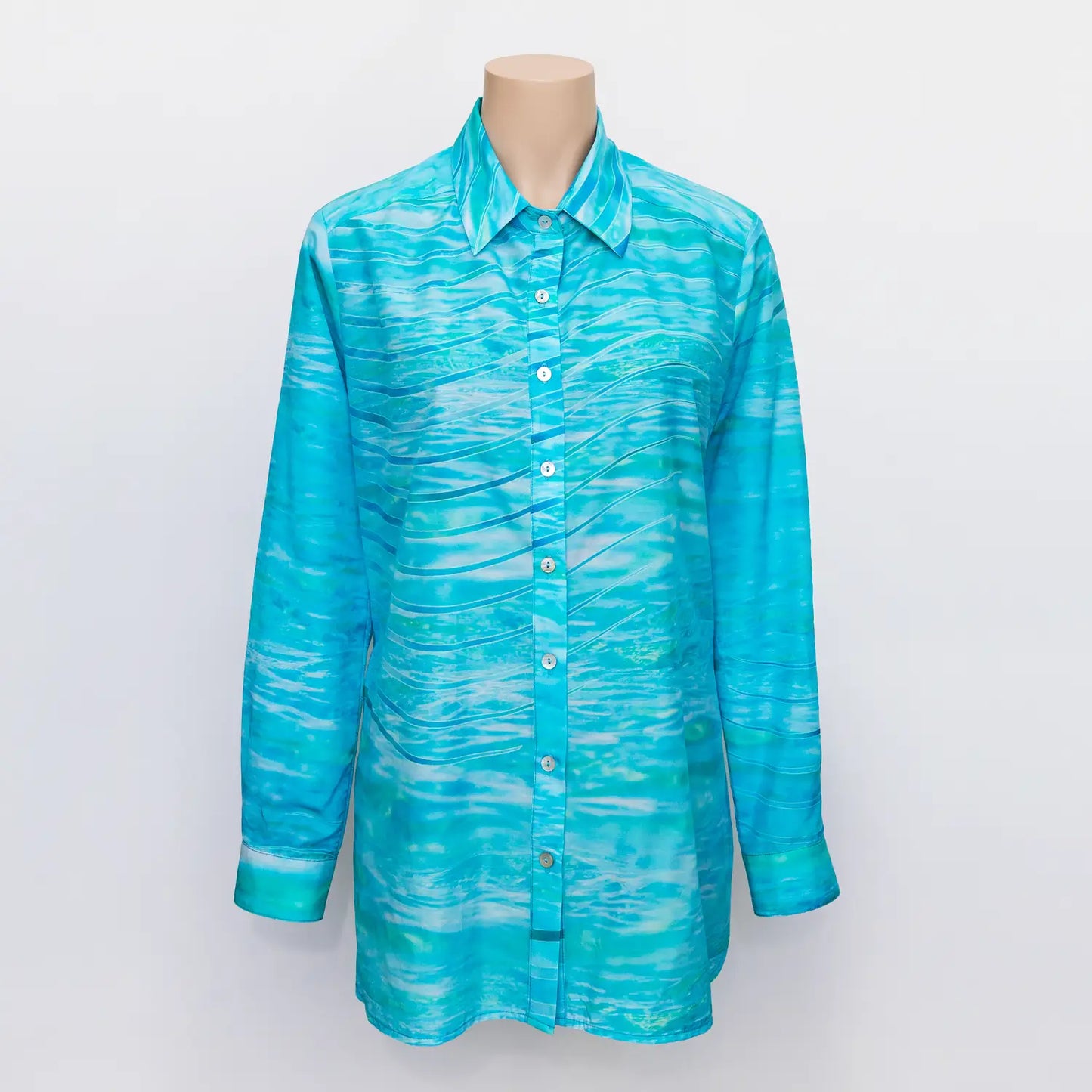 front view florida classic long sleeve silk cotton shirt by seahorse silks australia