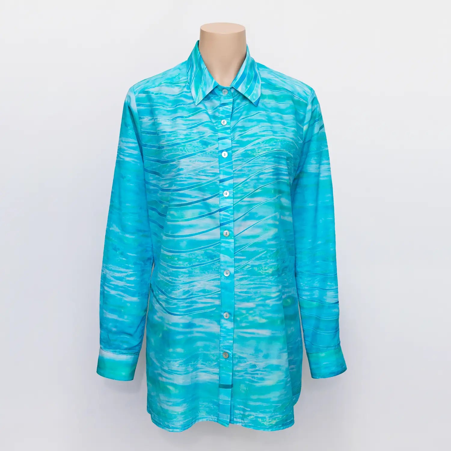 front view florida classic long sleeve silk cotton shirt by seahorse silks australia