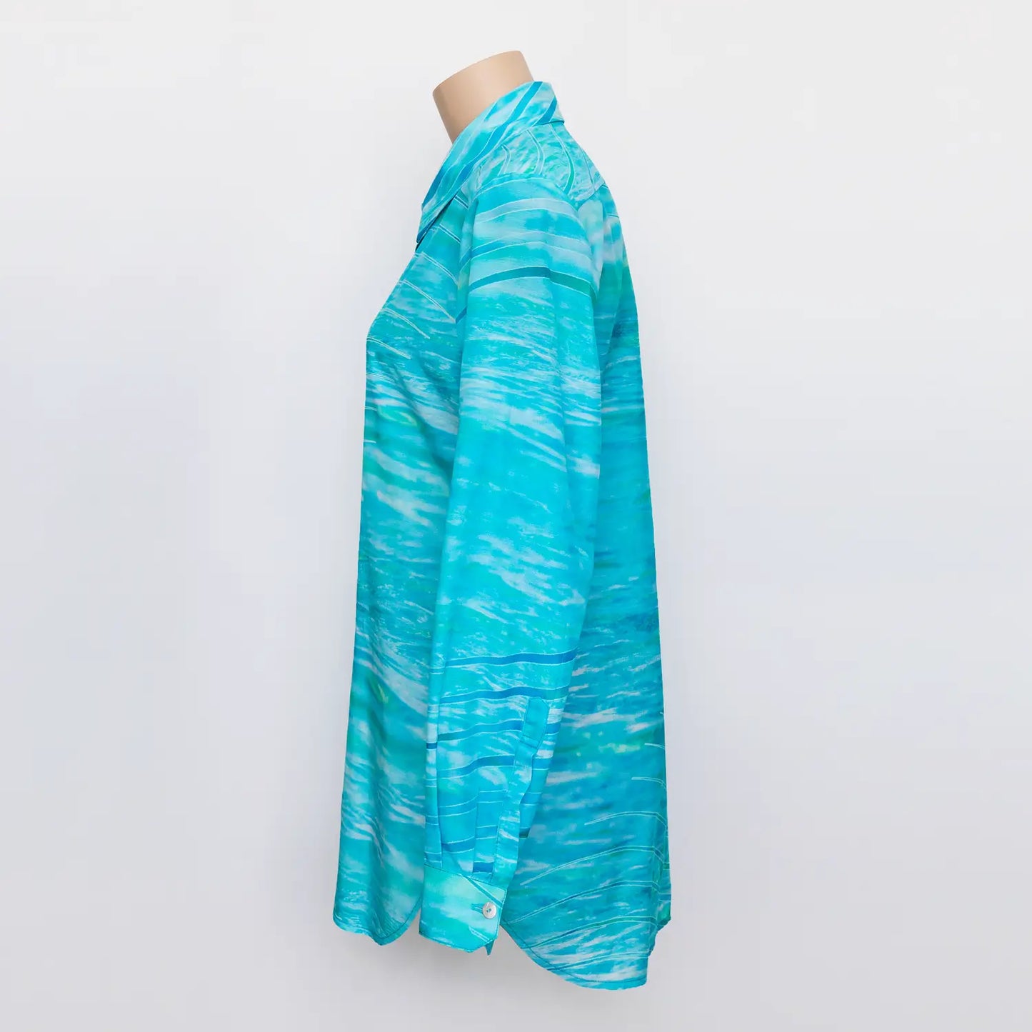 LHS view florida silk cotton ladies shirt by seahorse silks austraslia
