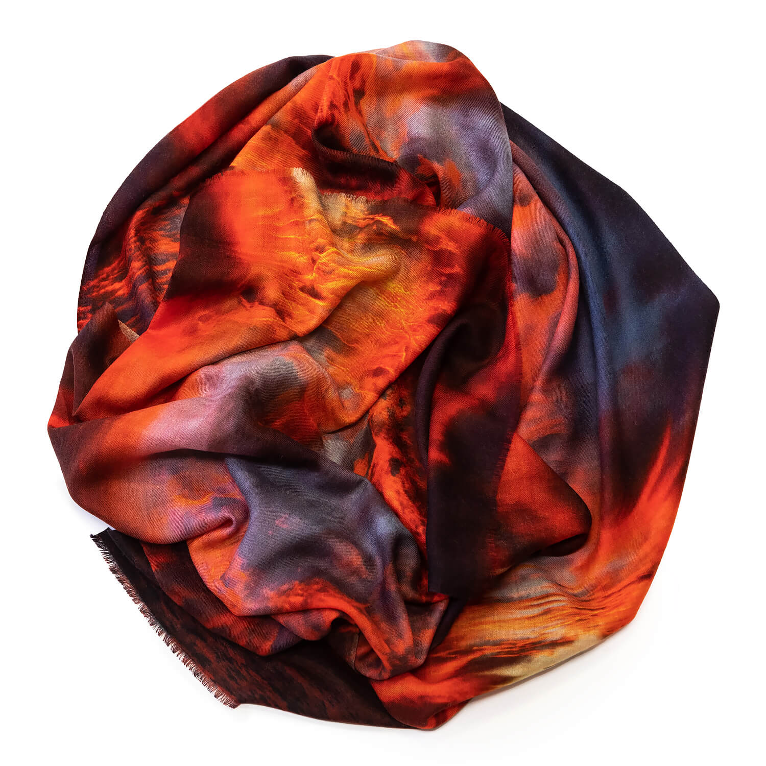 detail of cashmere wool scarf red hot by seahorse silks