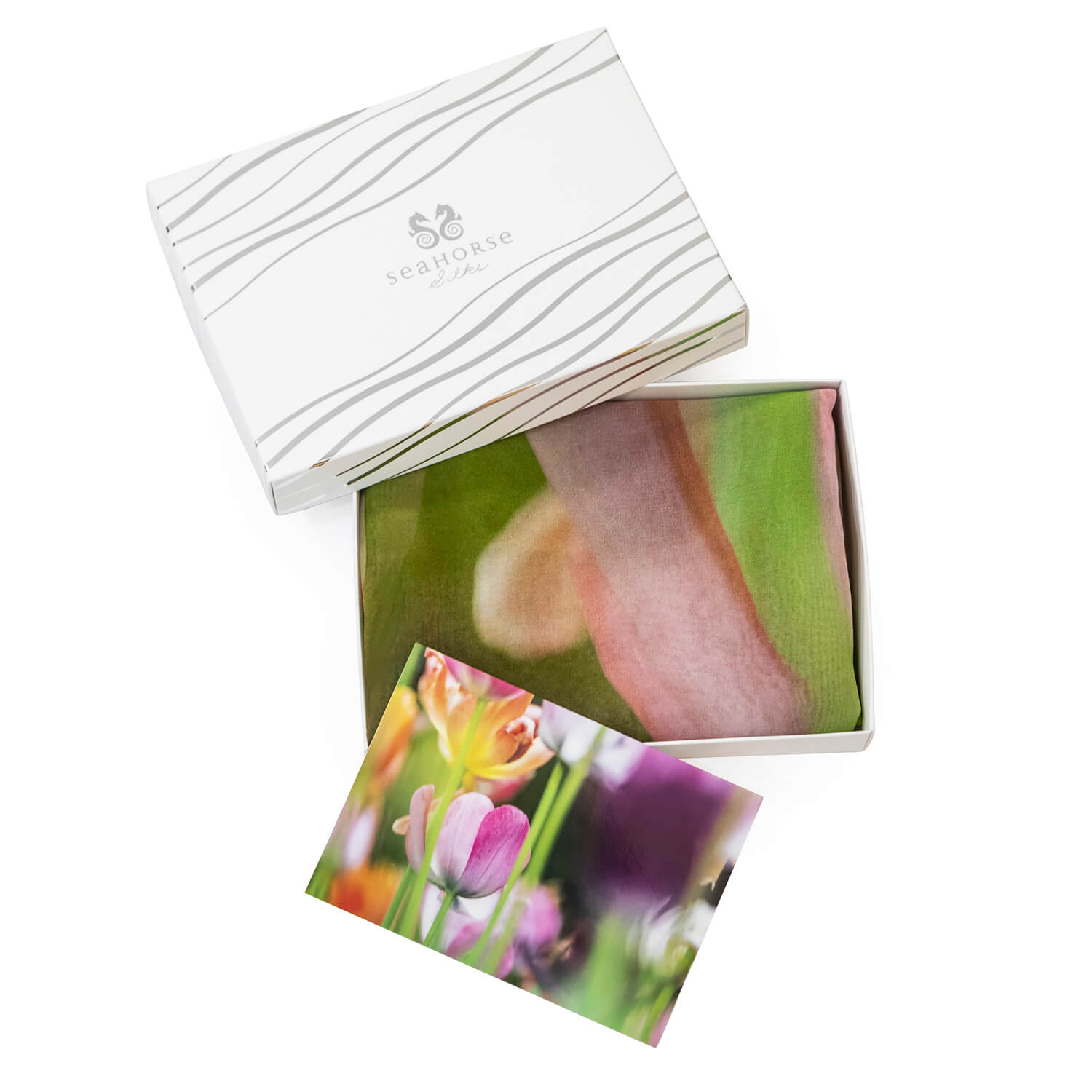 tulips floral silk scarf by seahorse silks with gift box