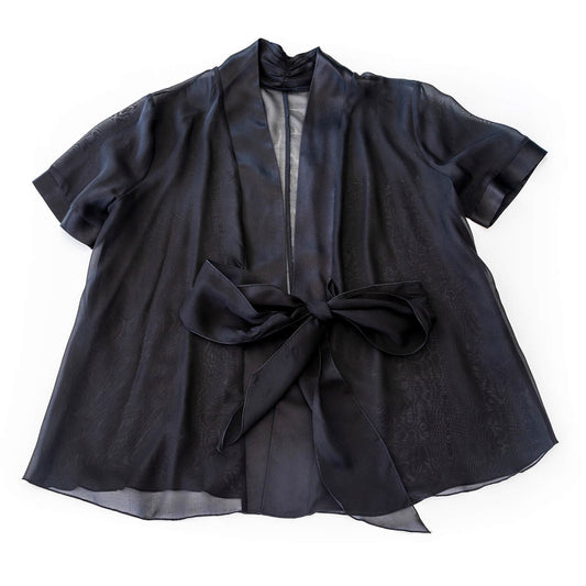 jacket of ebony black 3 piece silk pyjama set