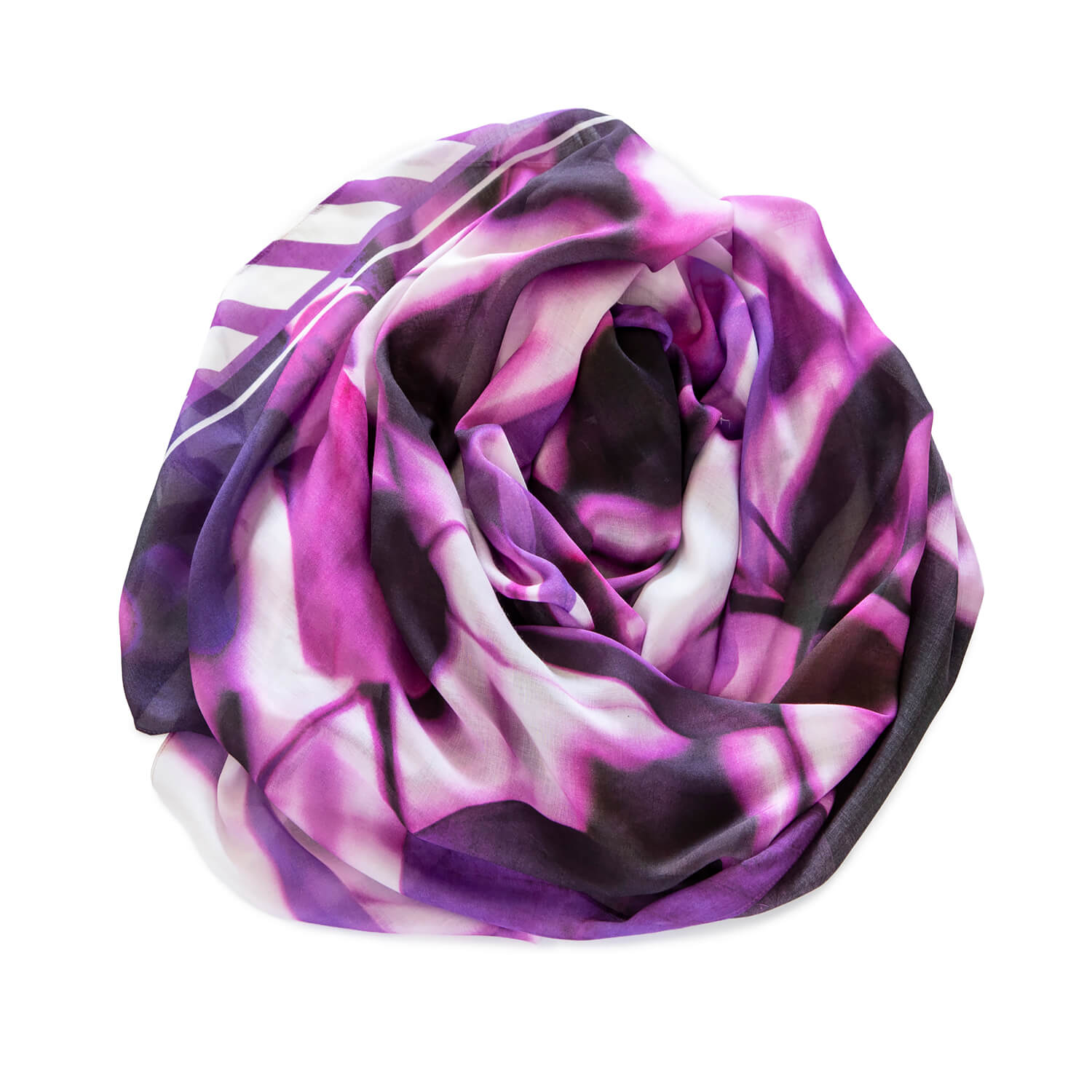 detail of leaves of deep purple scarf by seahorse silks