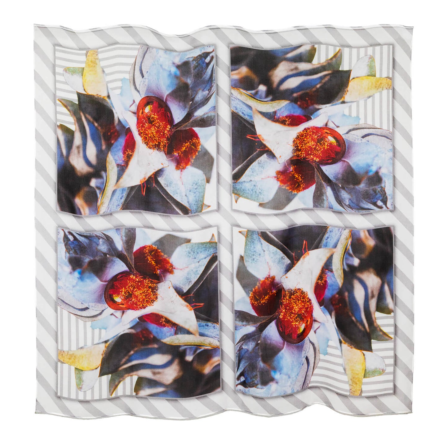 macrocarpa square silk scarf flat showing pattern by seahorse silks