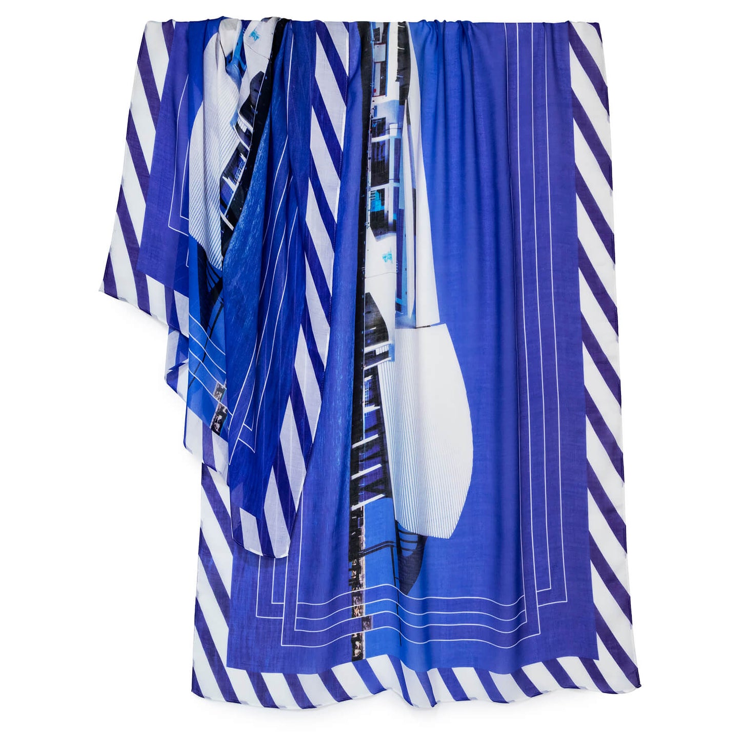 royal blue and white scarf by seahorse silks - maritime