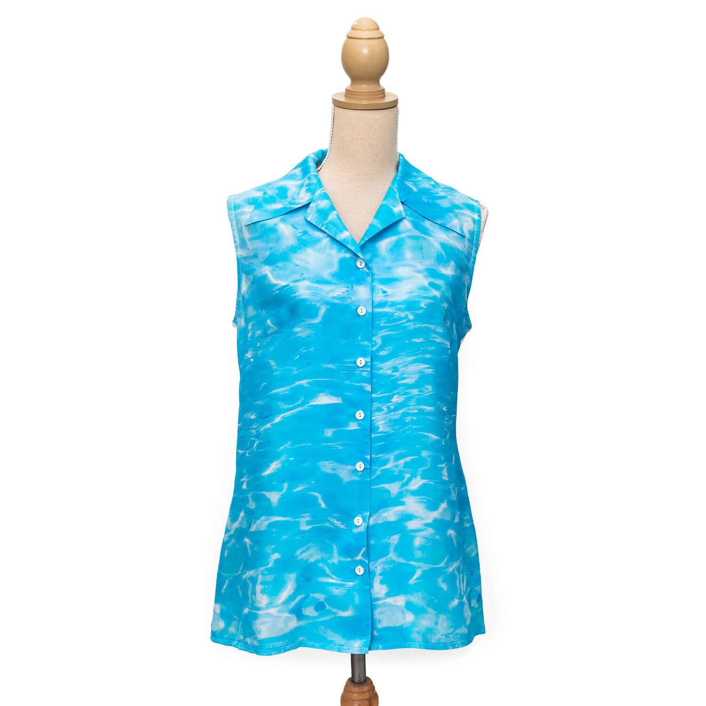 front ningaloo sleeveless silk shirt by seahorse silks