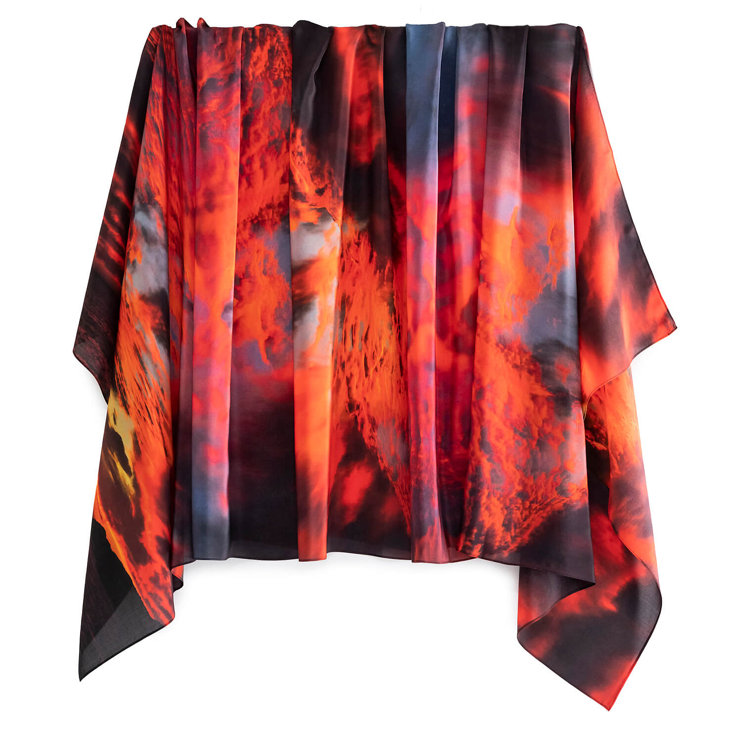 red hot wearable art silk scarf pashmina by seahorse silks