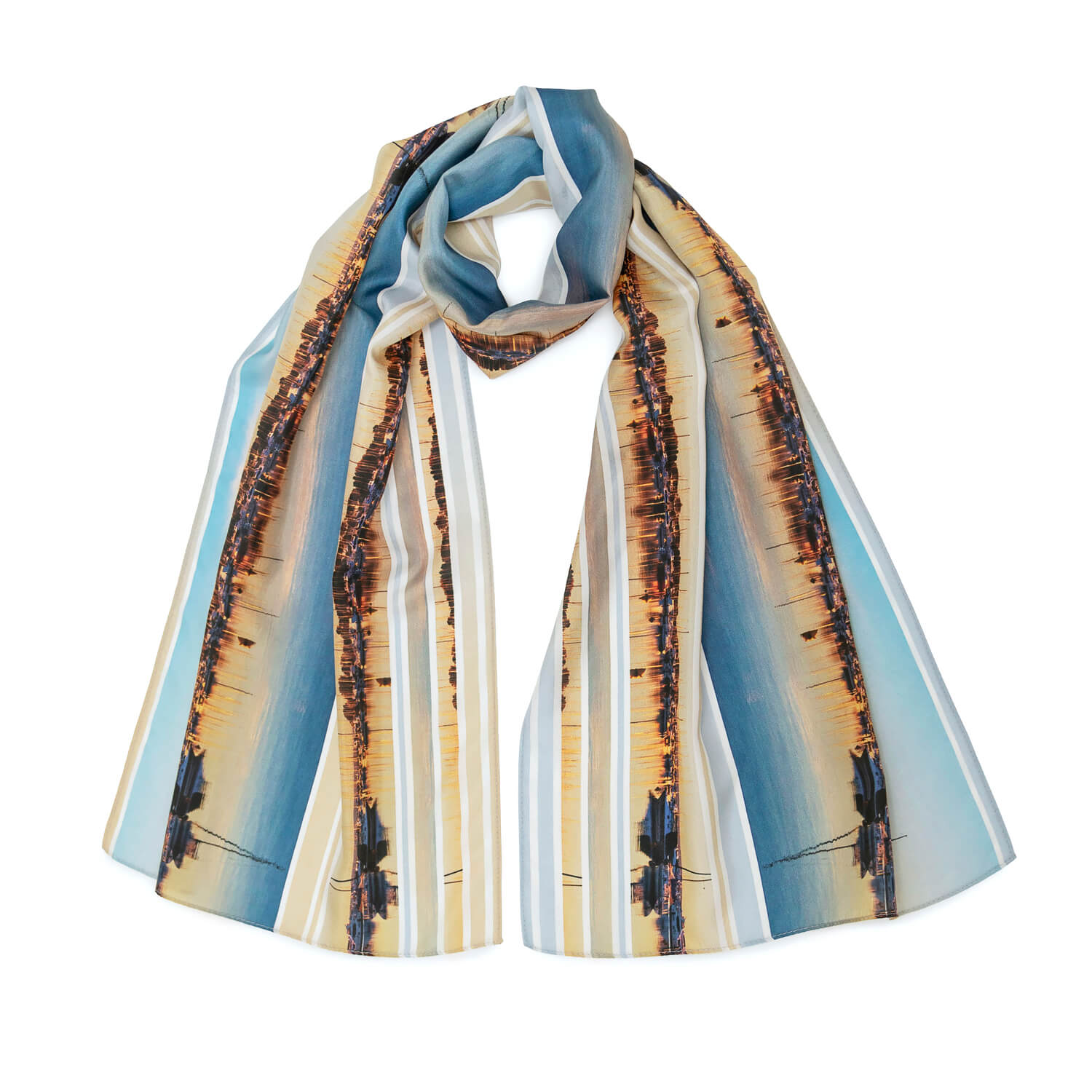 wearable art scarf reflections at matilda bay by seahorse silks