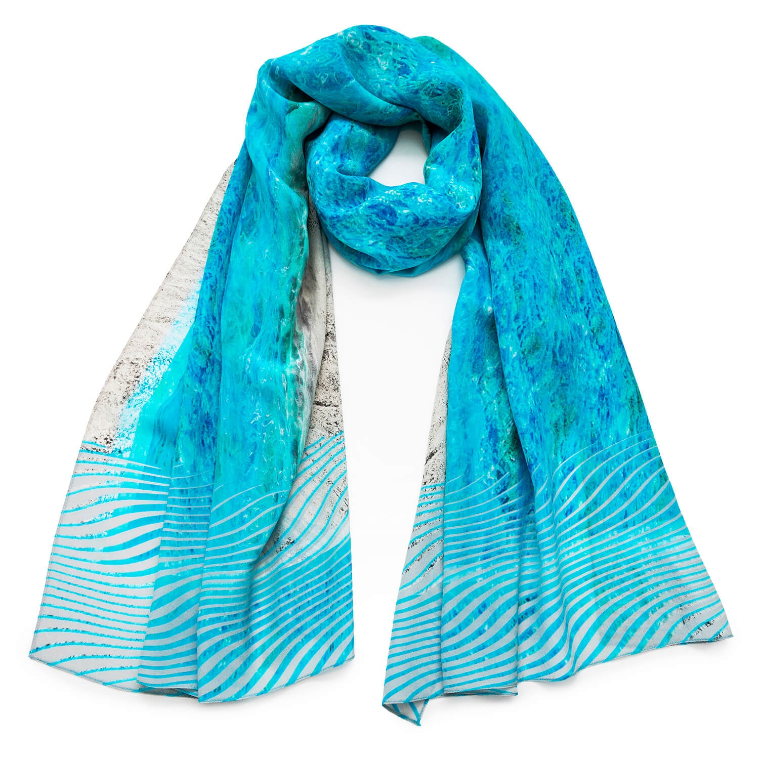sand n sea aqua blue silk scarf by seahorse silks