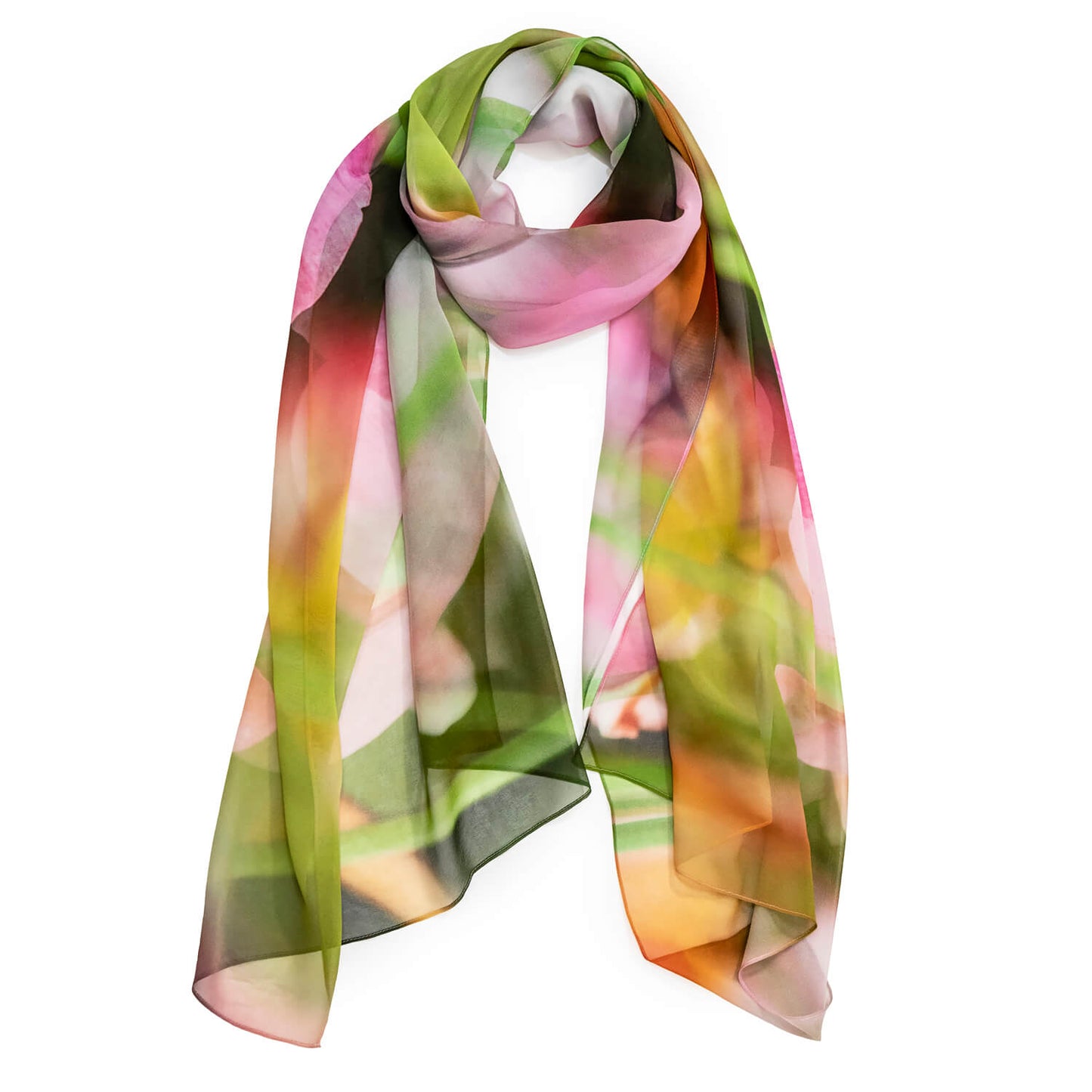 floral silk scarf of tulips wearable art by seahorse silks