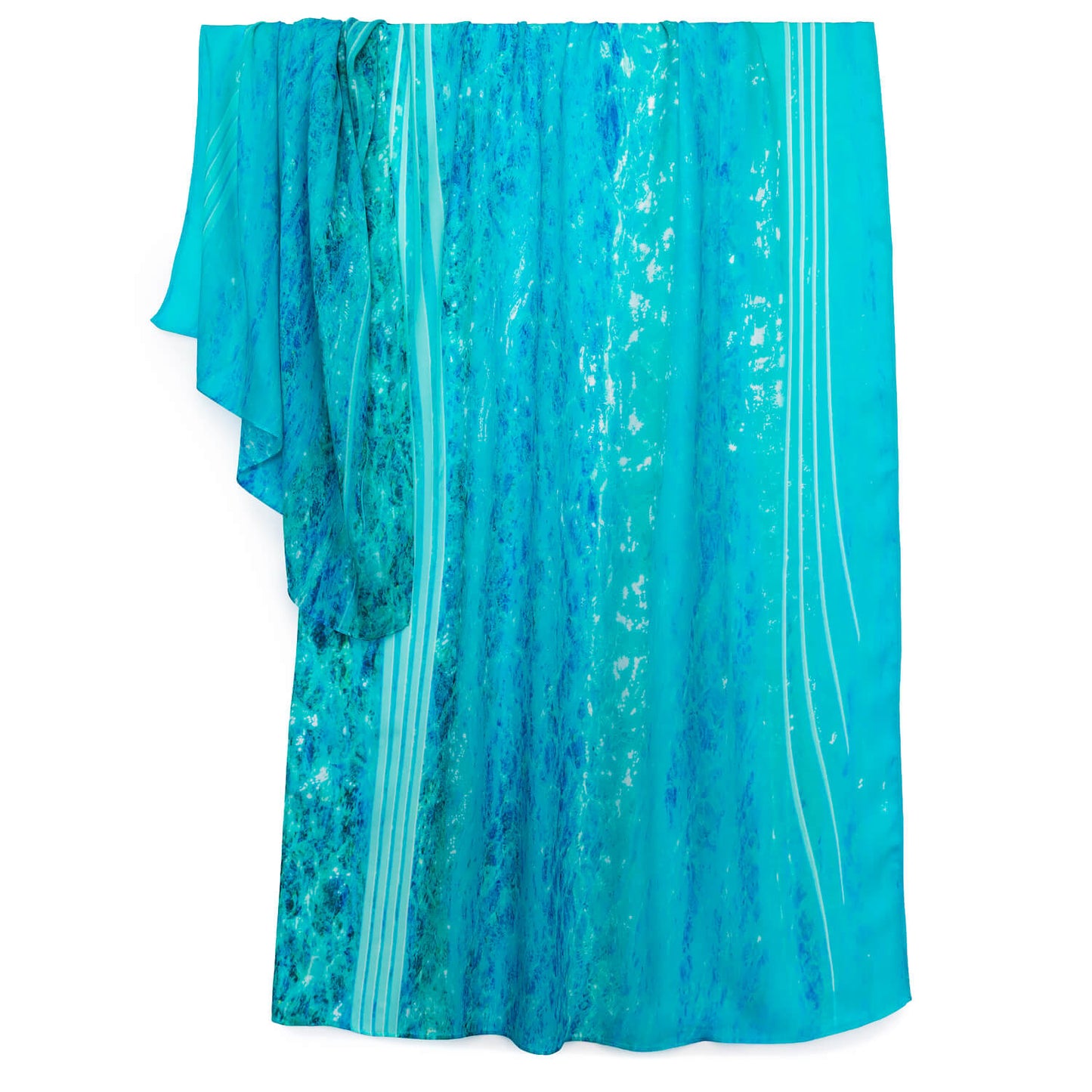 wearable art design of turquoise bay scarf by seahorse silks