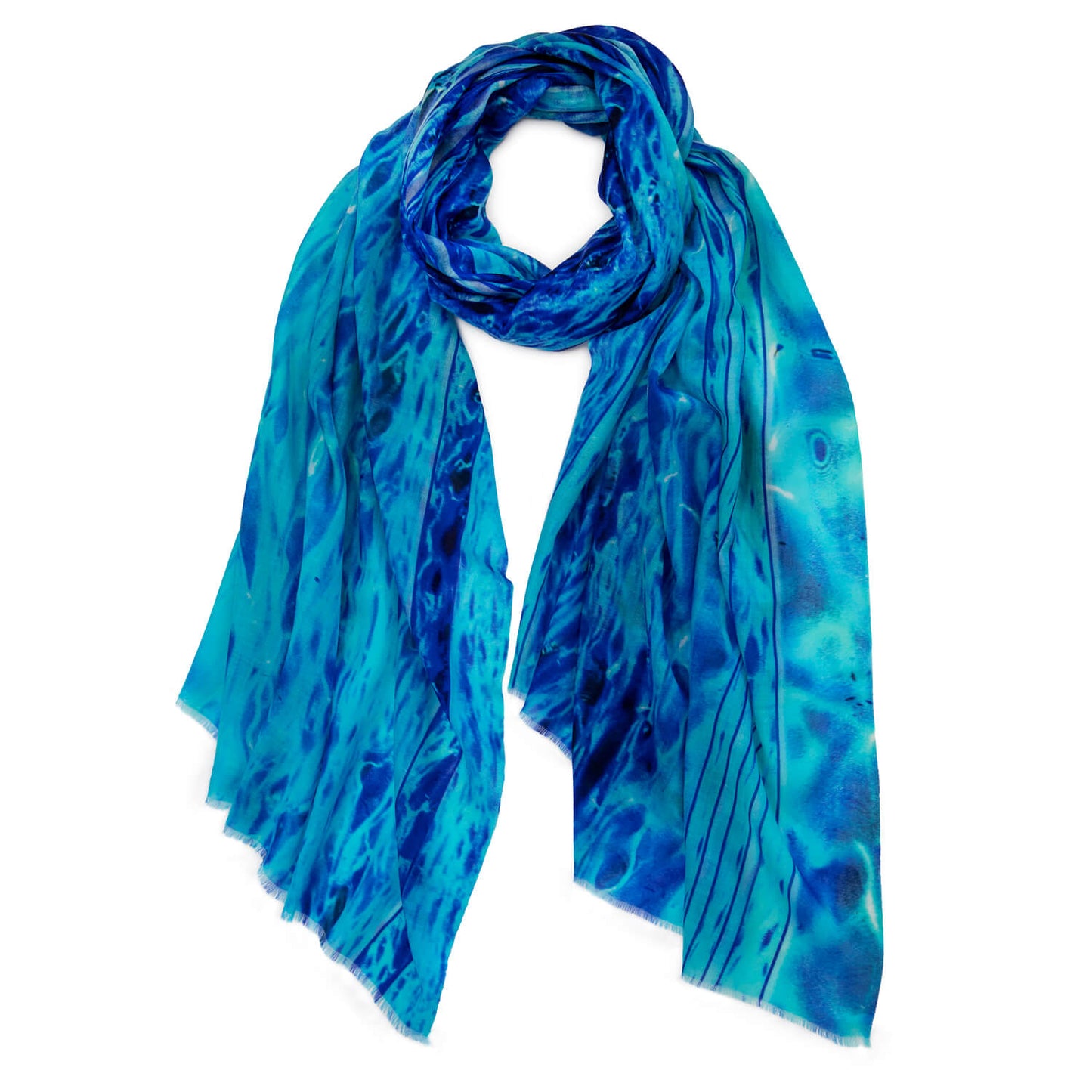 ultra blue wearable art  cashmere & australian merino wool scarf