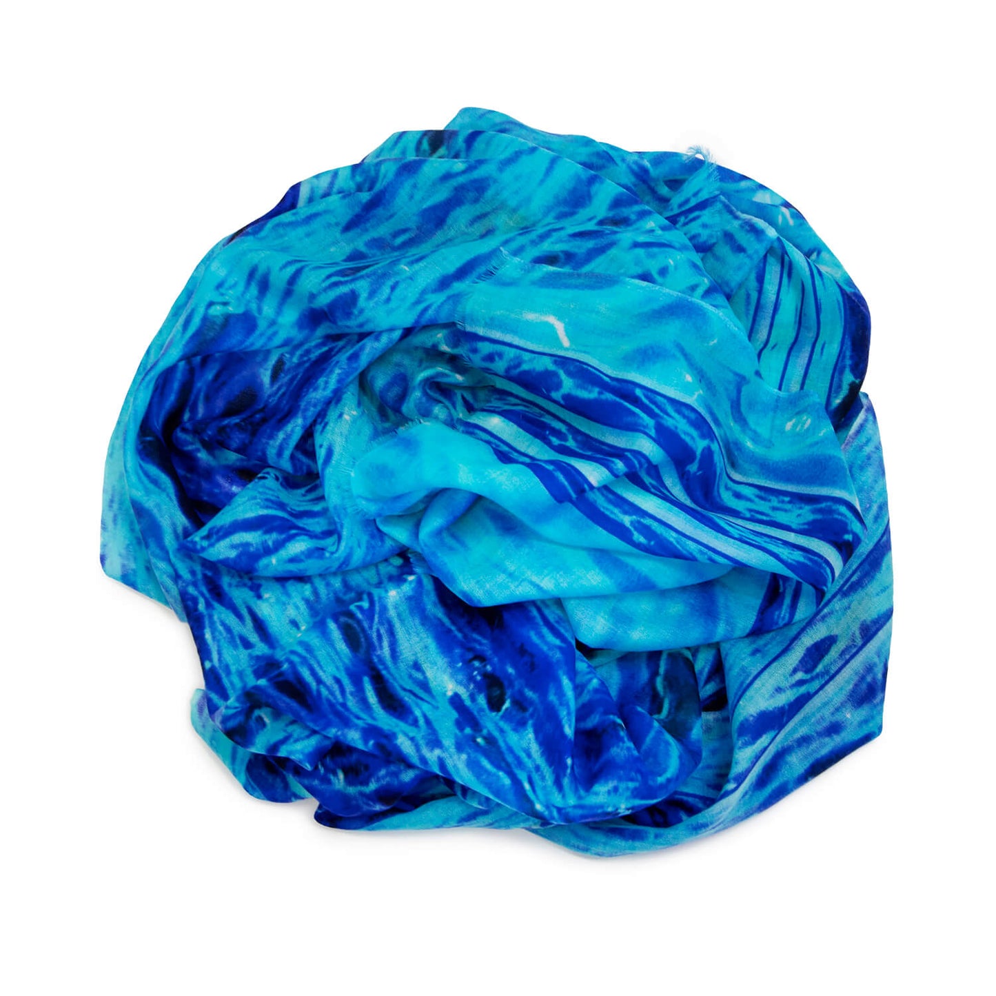 close up ultra blue wool cashmere scarf by seahorse silks