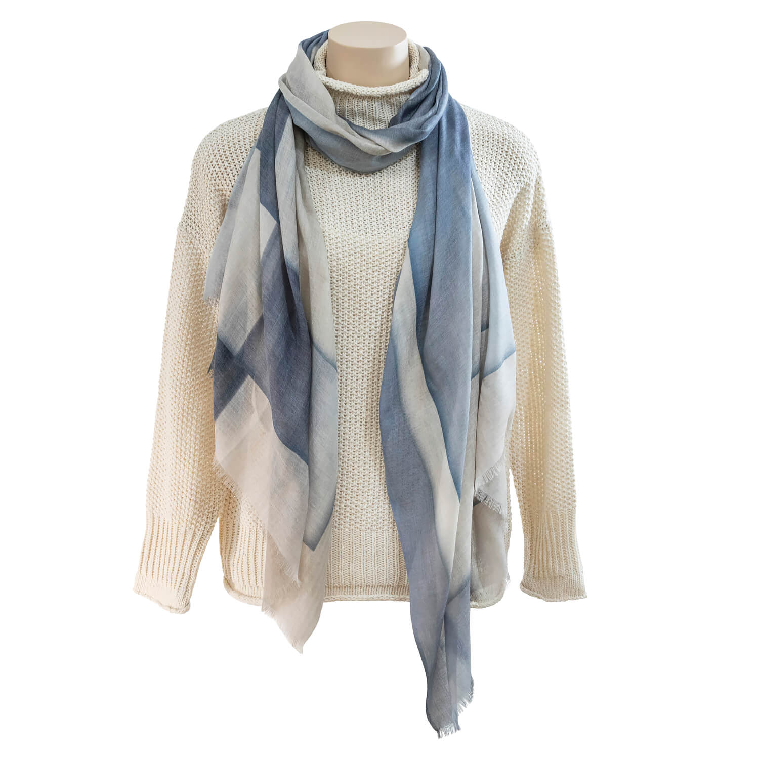 winter dune wool silk scarf with cream jumper
